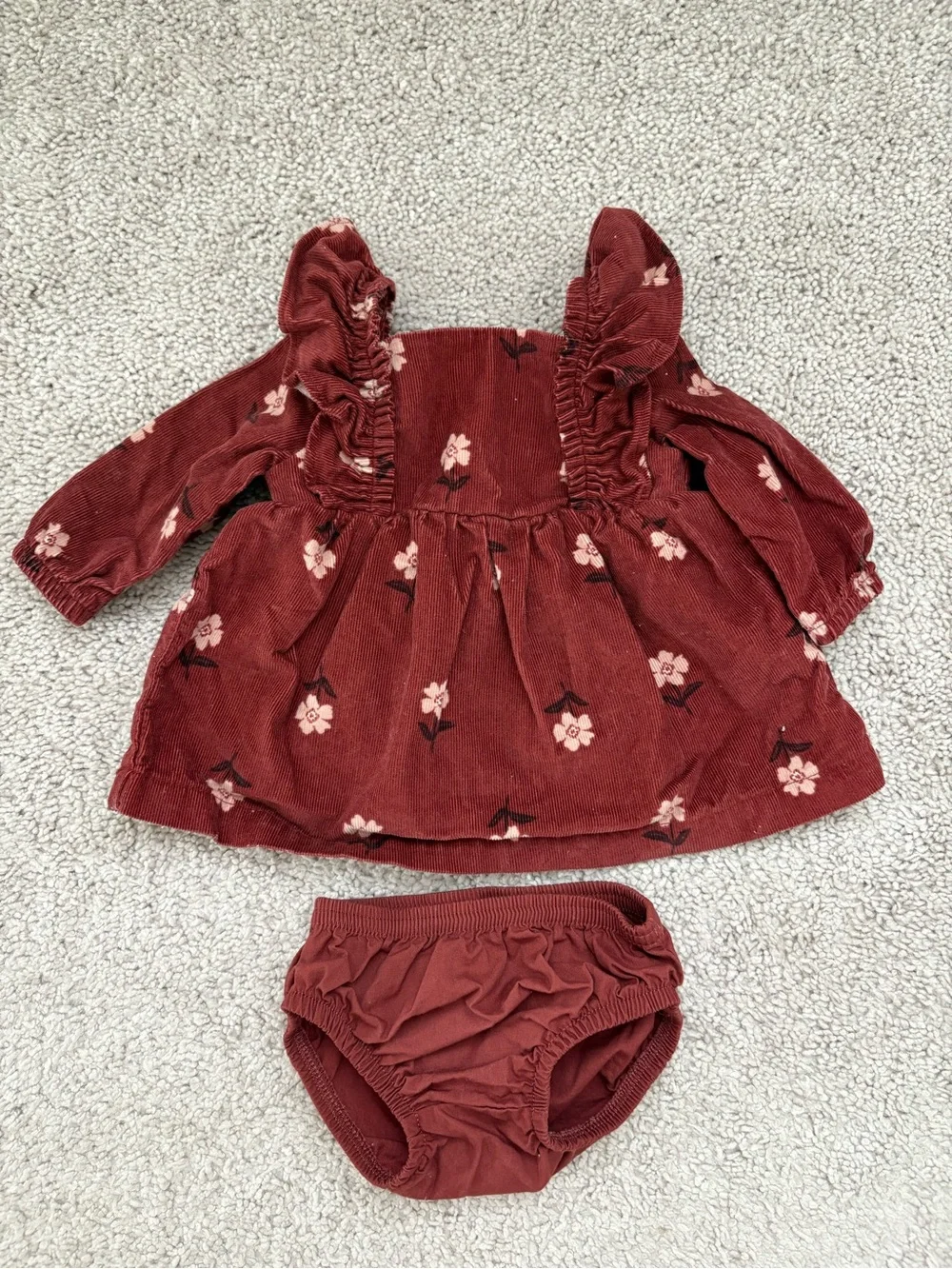 Carter's Baby Fall Floral Ruffle Corduroy Dress With Bloomers